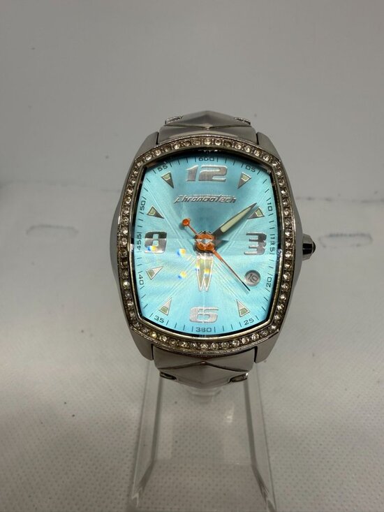Chronotech Other - Chronotech Prisma 7504LS/01M Women Crystal Tonneau Blue Sunray Dial Quartz Watch